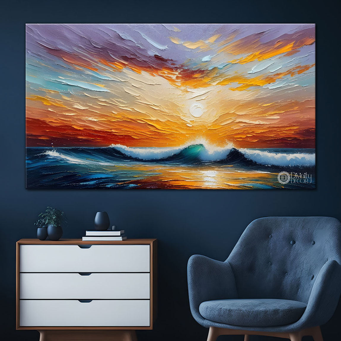Mountains with the colorful sky painting Canvas Painting - Nature Art -436