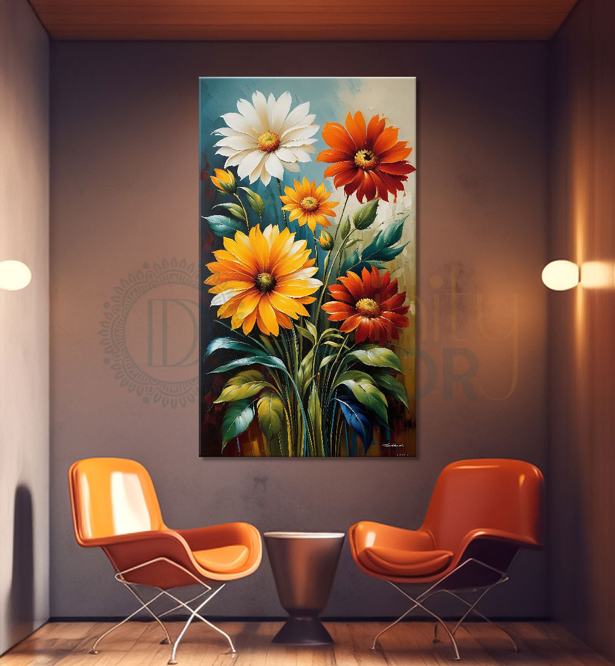 Colourful flowers textured painting- Flower-V-438