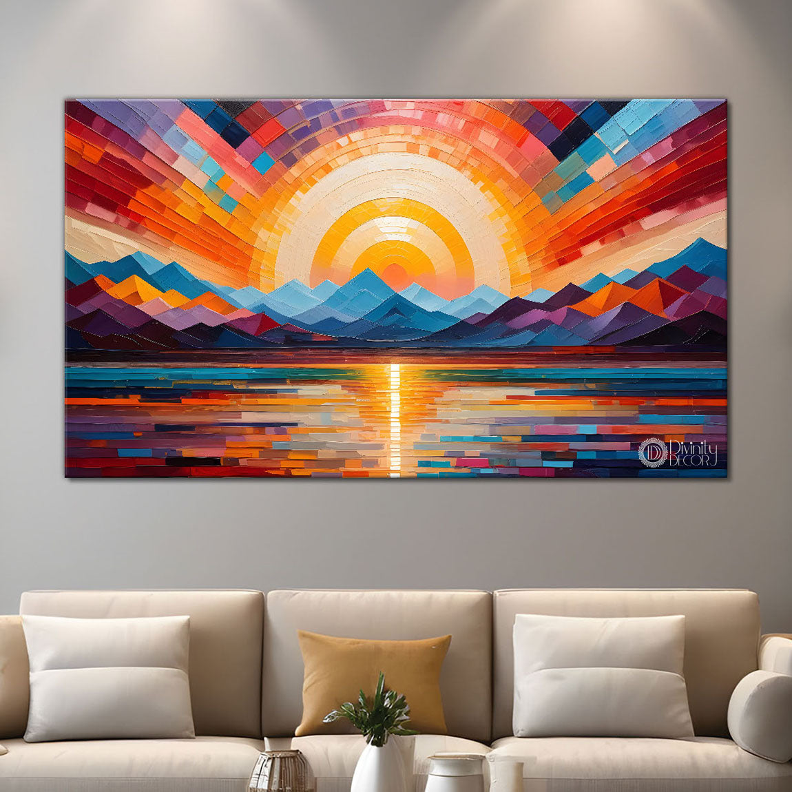 Sunset view textured modern art Canvas Painting - Design - Modern-L-440