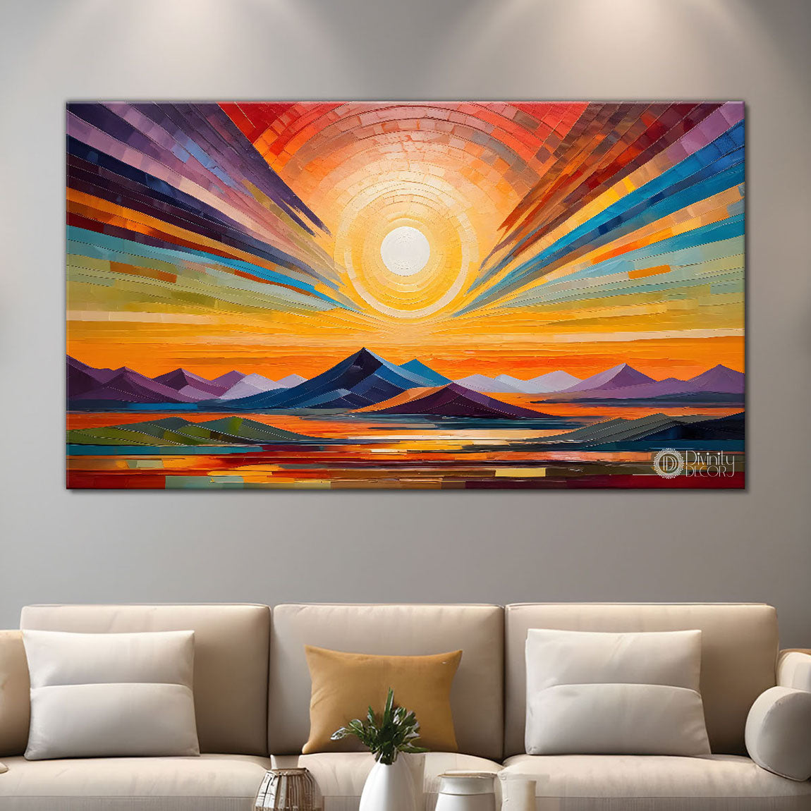 Sunset view textured modern art Canvas Painting - Design - Modern-L-441