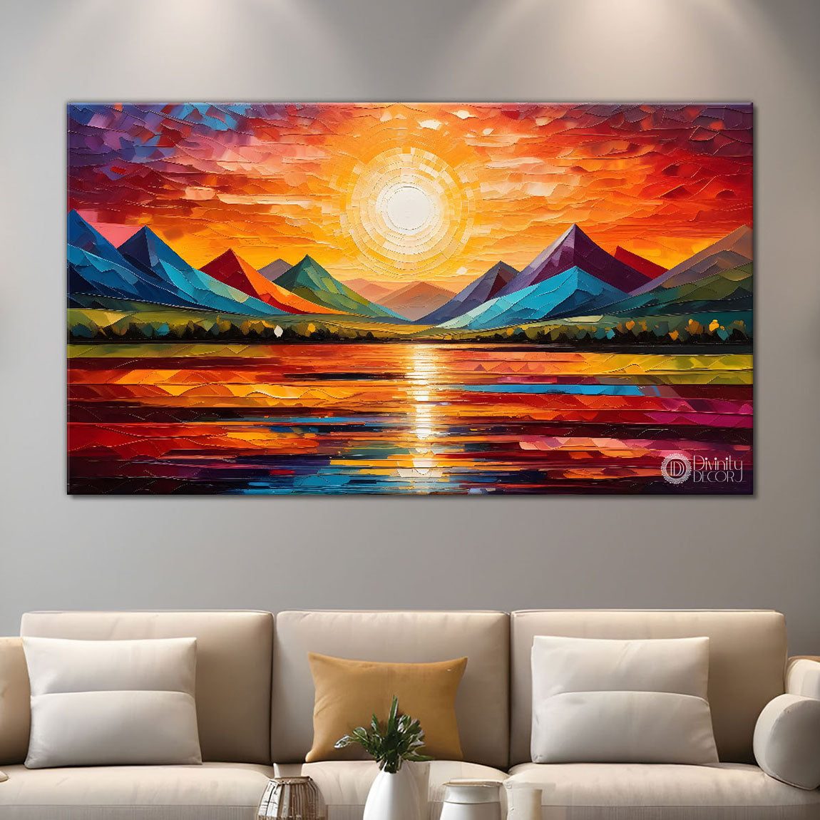 Sunset view textured modern art Canvas Painting - Design - Modern-L-442