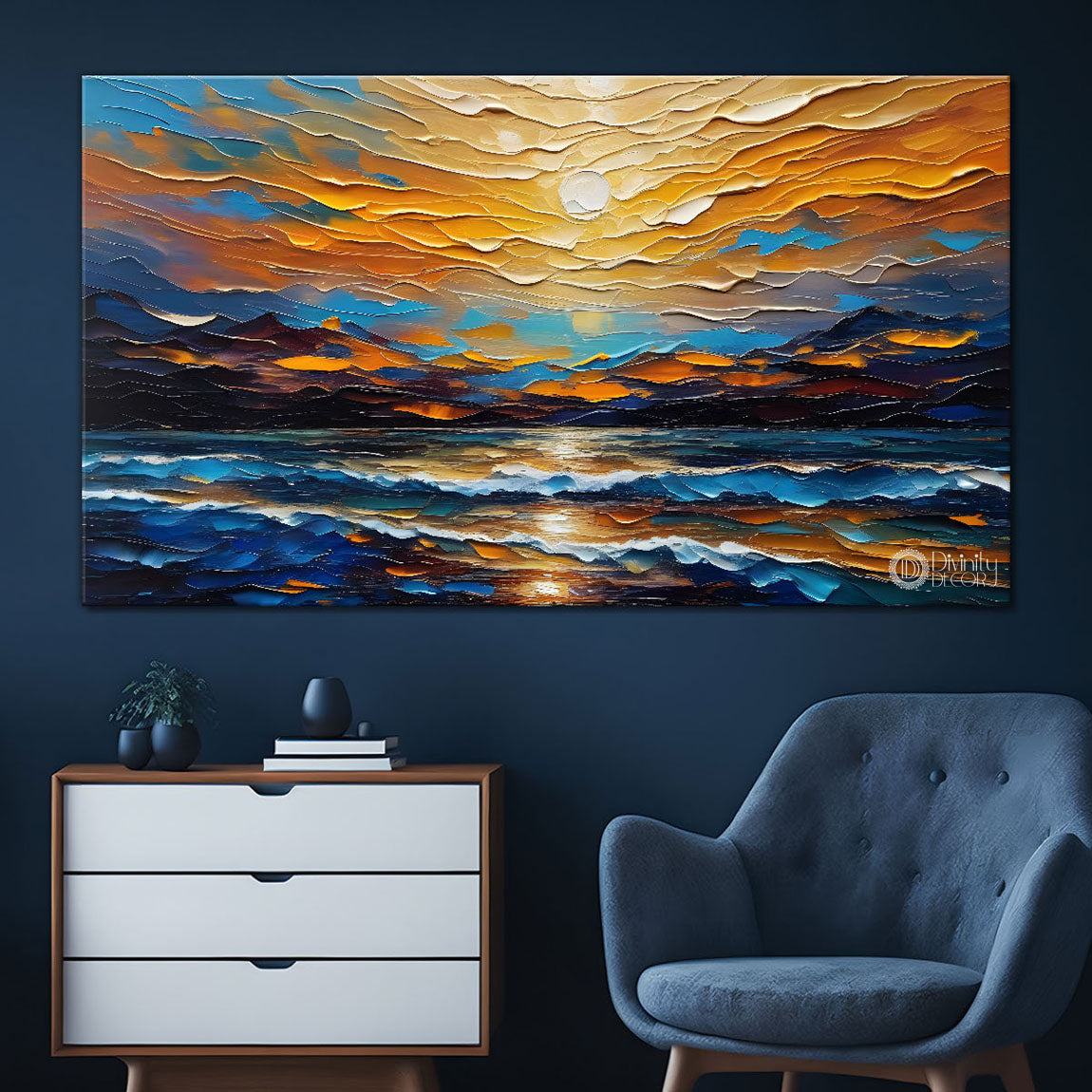 Sunrise textured painting Canvas Painting - Nature Art -443
