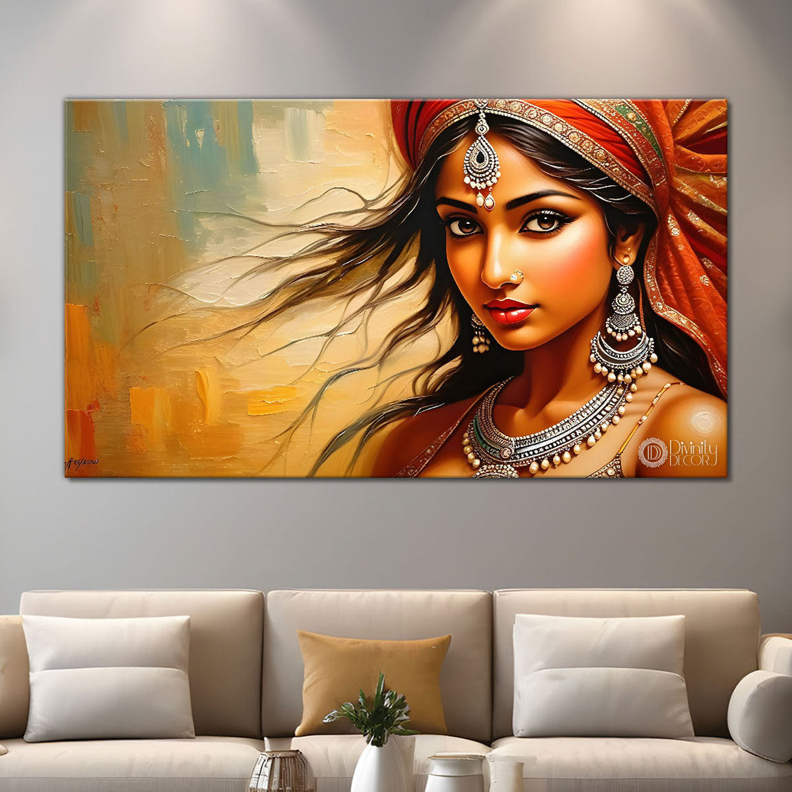 Beauty in brown lady textured modern art Canvas Painting - Design - Modern-L-444