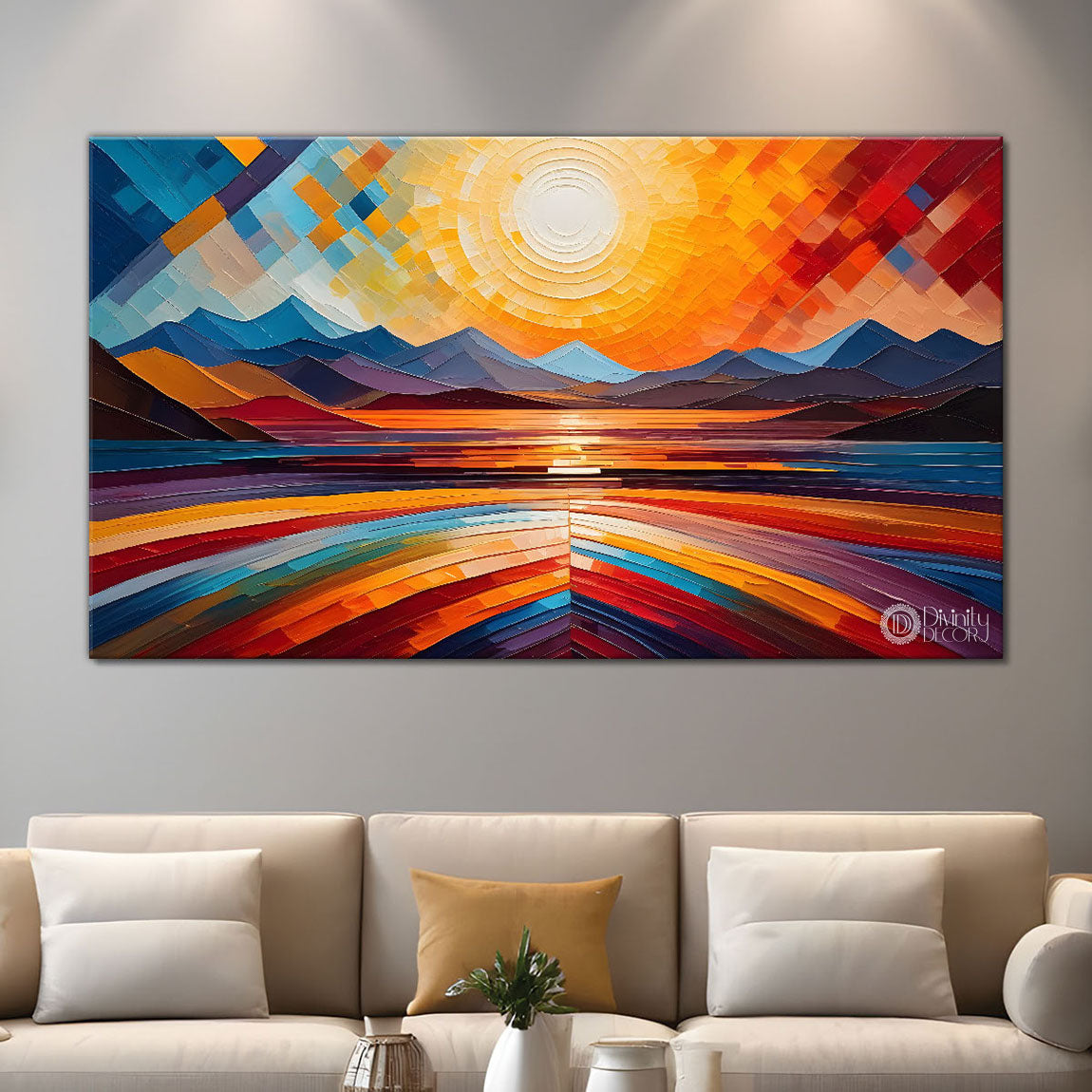 Sunset view textured modern art Canvas Painting - Design - Modern-L-446