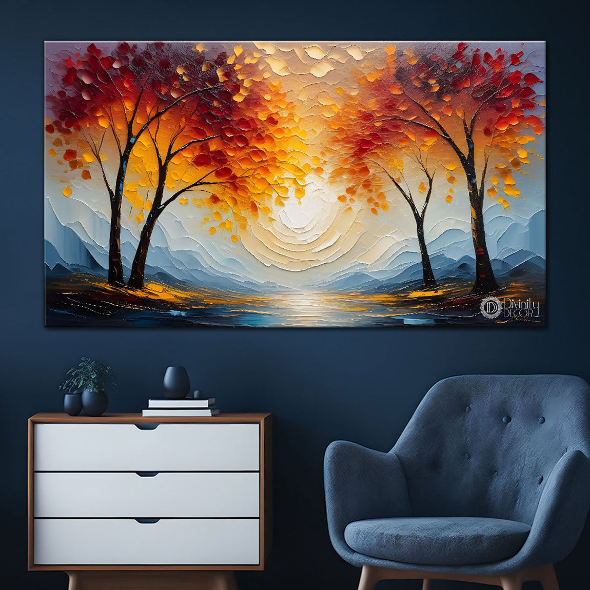 Orange trees textured painting Canvas Painting - Nature Art -448