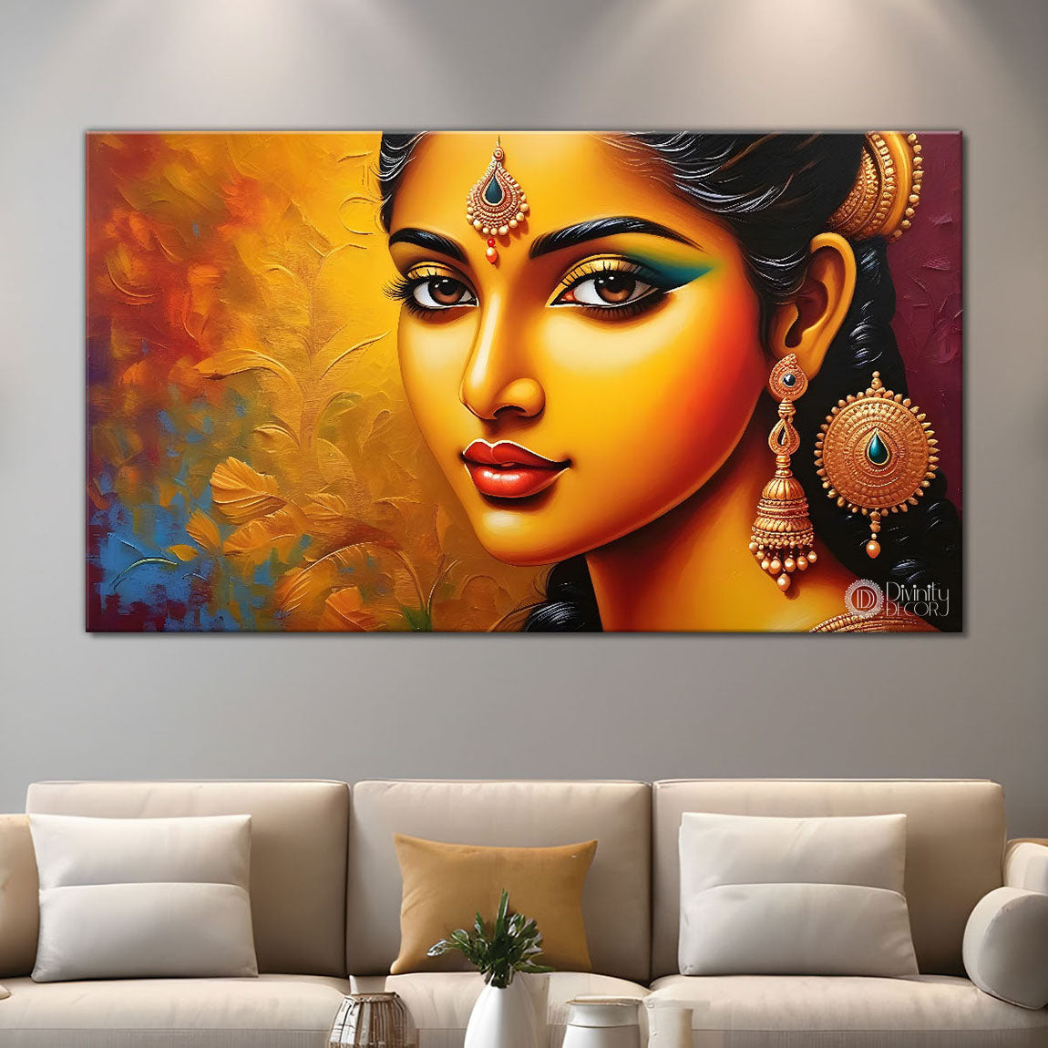 Tribal lady face modern art Canvas Painting - Design - Modern-L-448