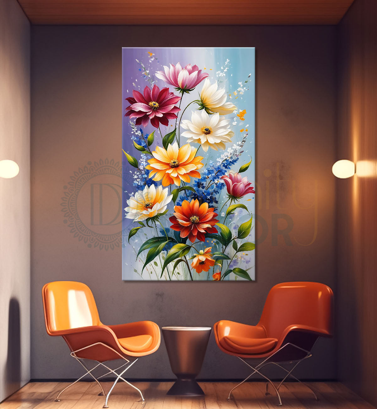 Colourful flowers in colourful background  - Flower-V-448