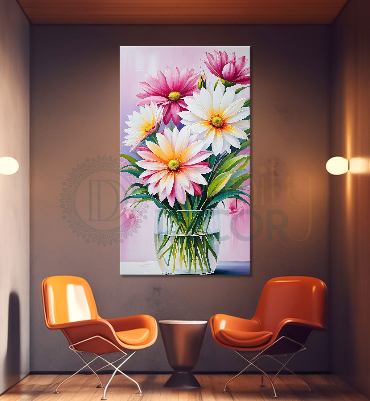 Colourful flowers in pink background - Flower-V-449