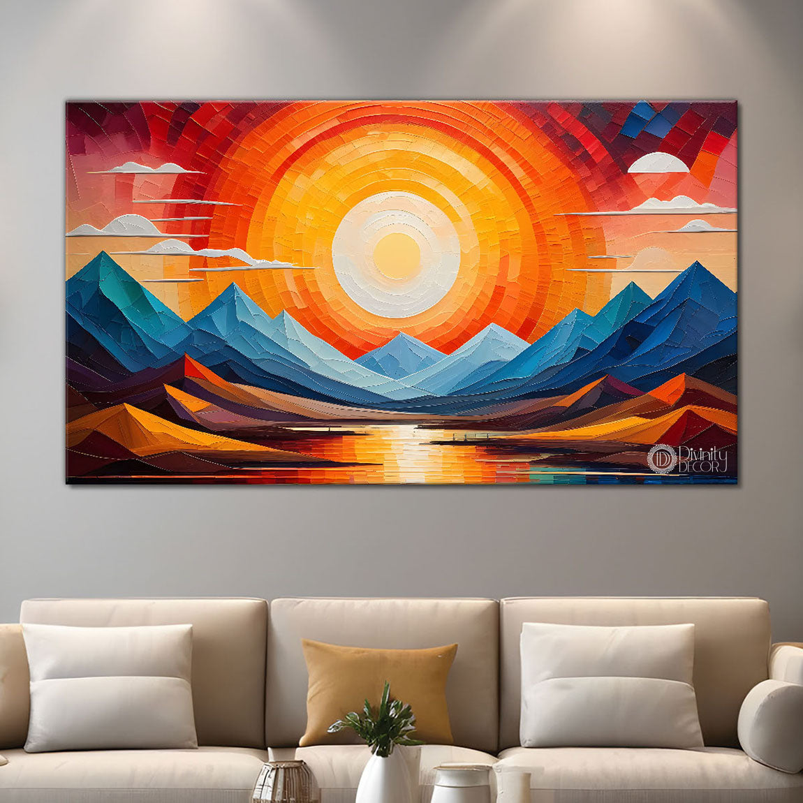 Sunset view textured modern art Canvas Painting - Design - Modern-L-449