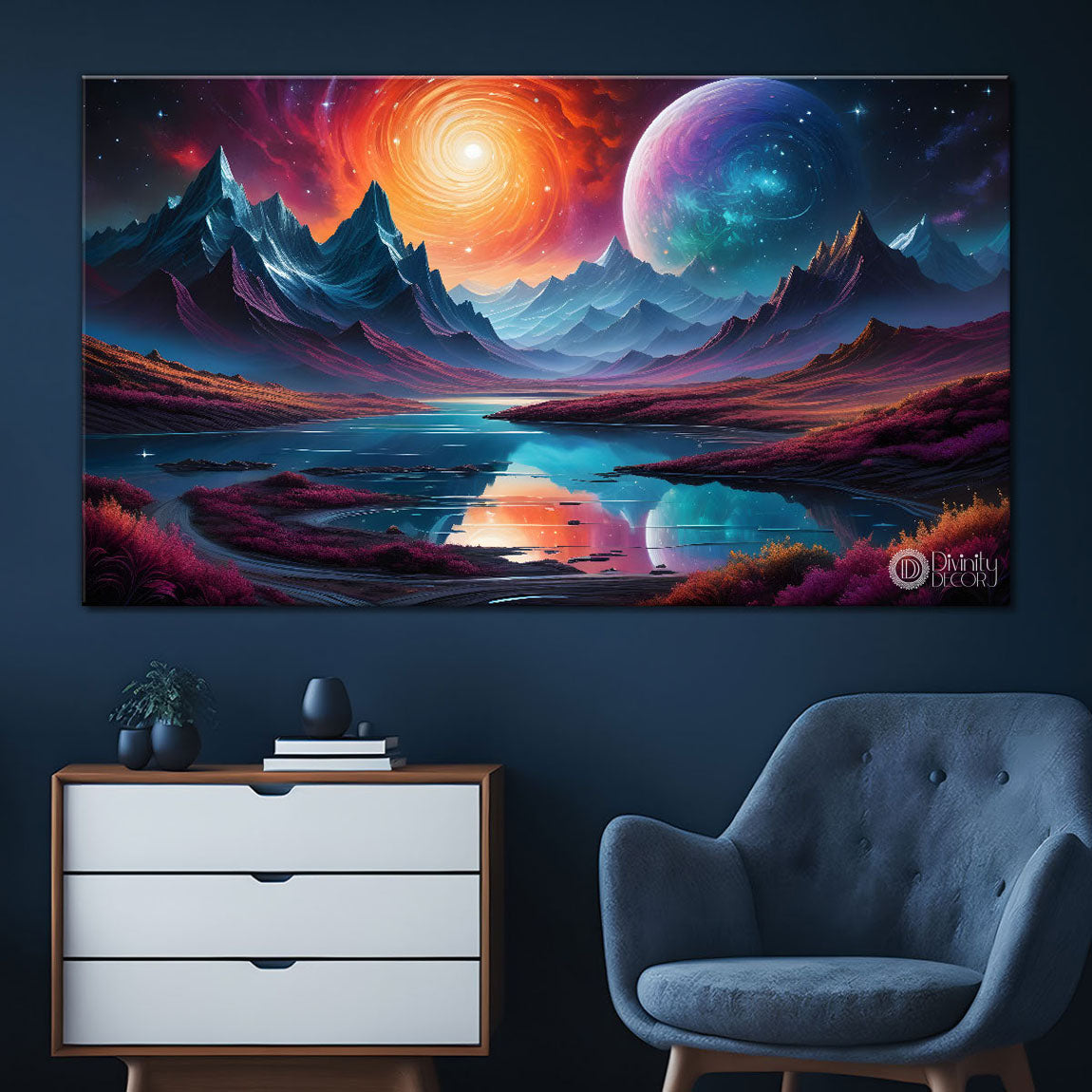 Mountains and the moon painting Canvas Painting - Nature Art -450