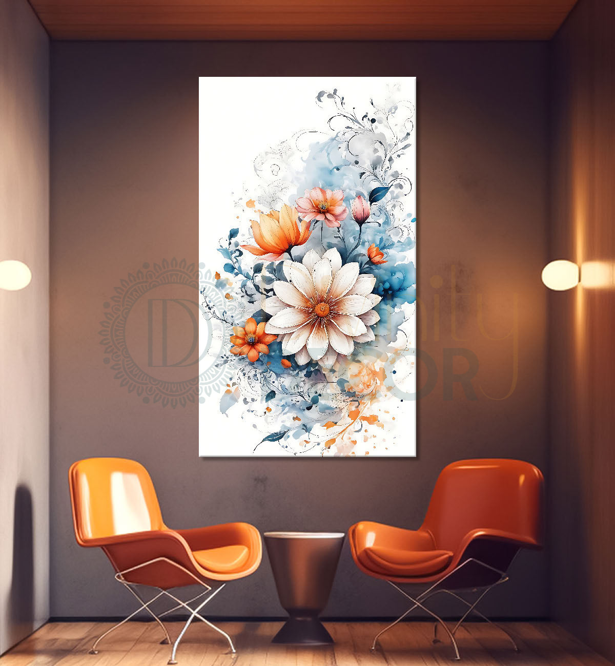 White flowers water colour painting - Flower-V-450