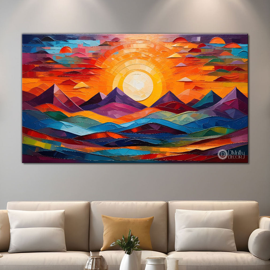 Mountains in texture modern art Canvas Painting - Design - Modern-L-450