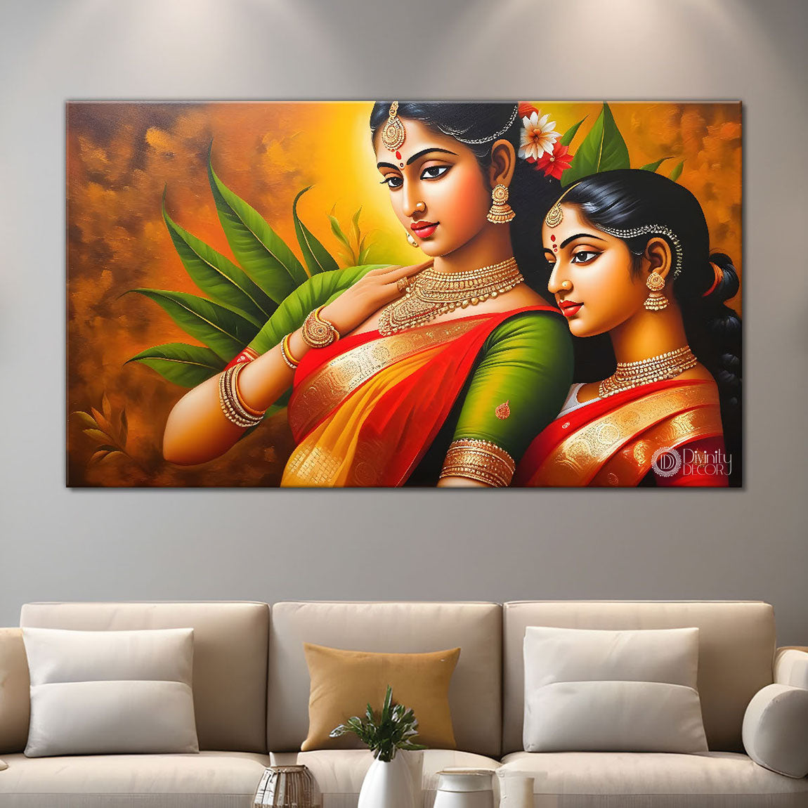 Beautiful women with colorful background modern art Canvas Painting - Design - Modern-L-452