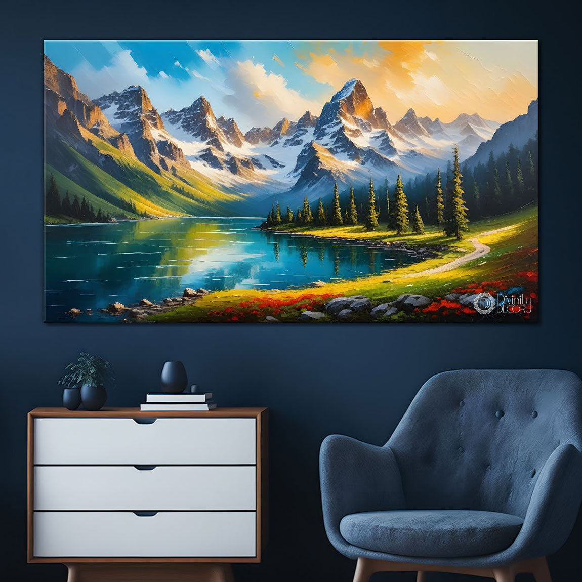 Mountains with greenery painting Canvas Painting - Nature Art -452
