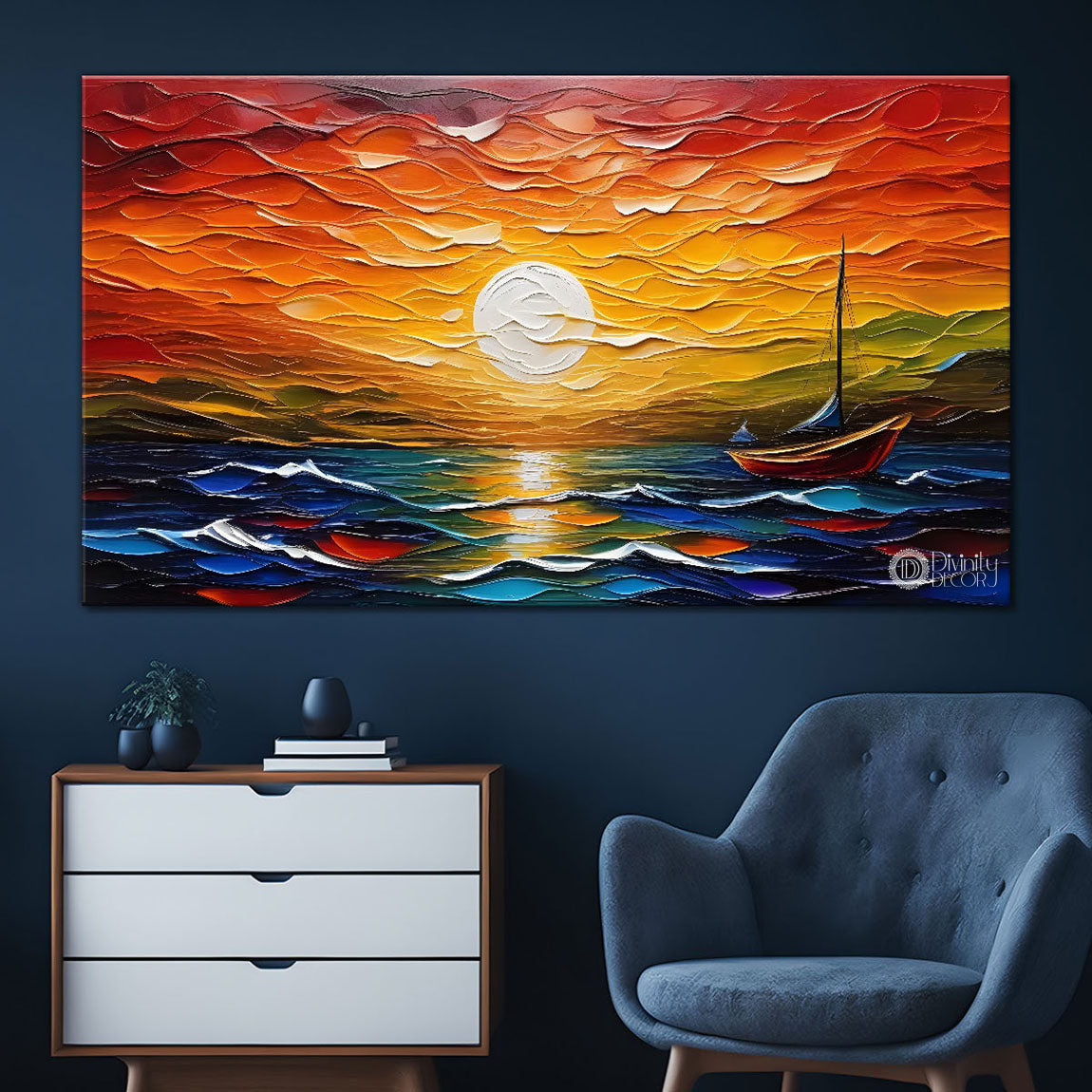 Sunrise textured painting Canvas Painting - Nature Art -455