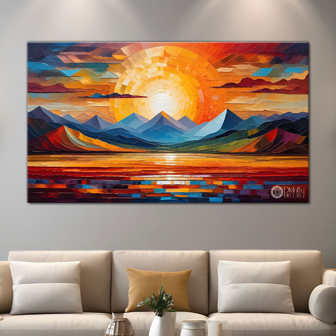 Sunset view textured modern art Canvas Painting - Design - Modern-L-461