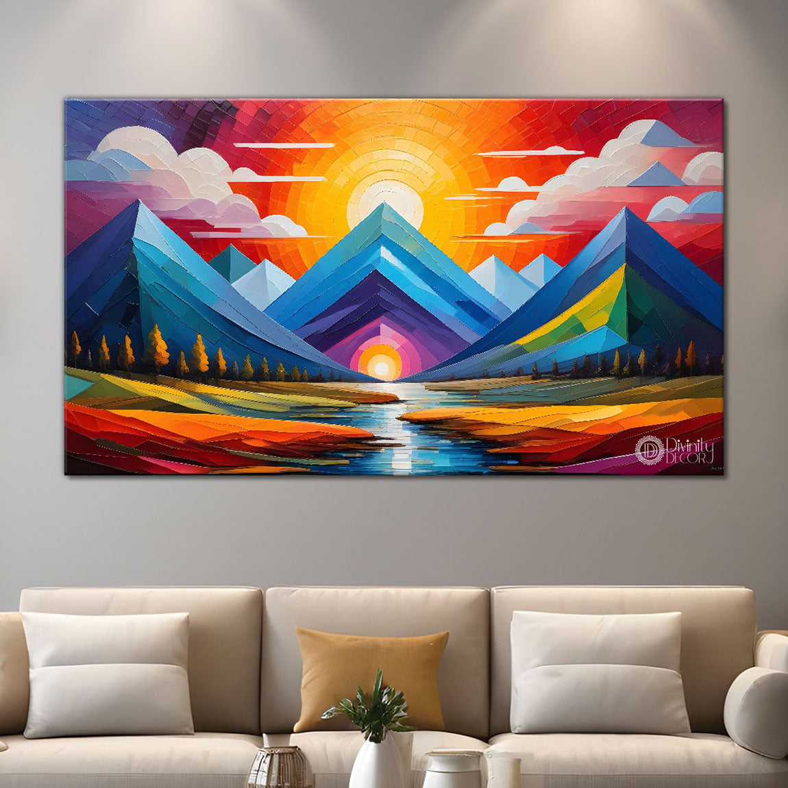Mountains in texture modern art Canvas Painting - Design - Modern-L-462