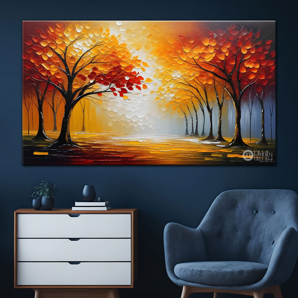 Orange trees textured painting Canvas Painting - Nature Art -462