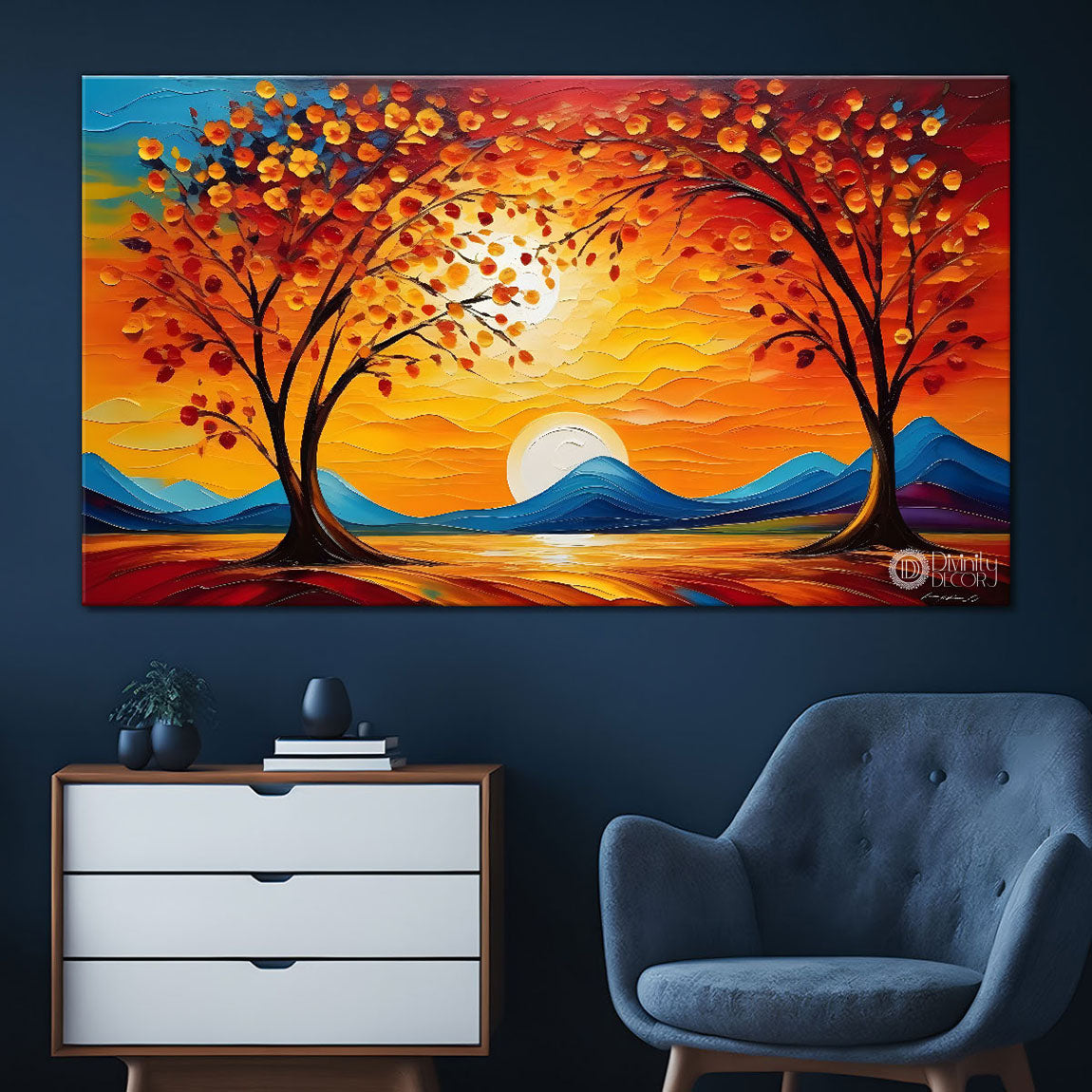 Orange trees textured painting Canvas Painting - Nature Art -463