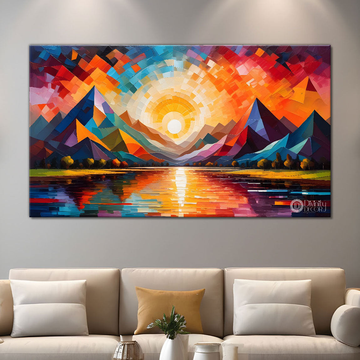 Sunset view textured modern art Canvas Painting - Design - Modern-L-465