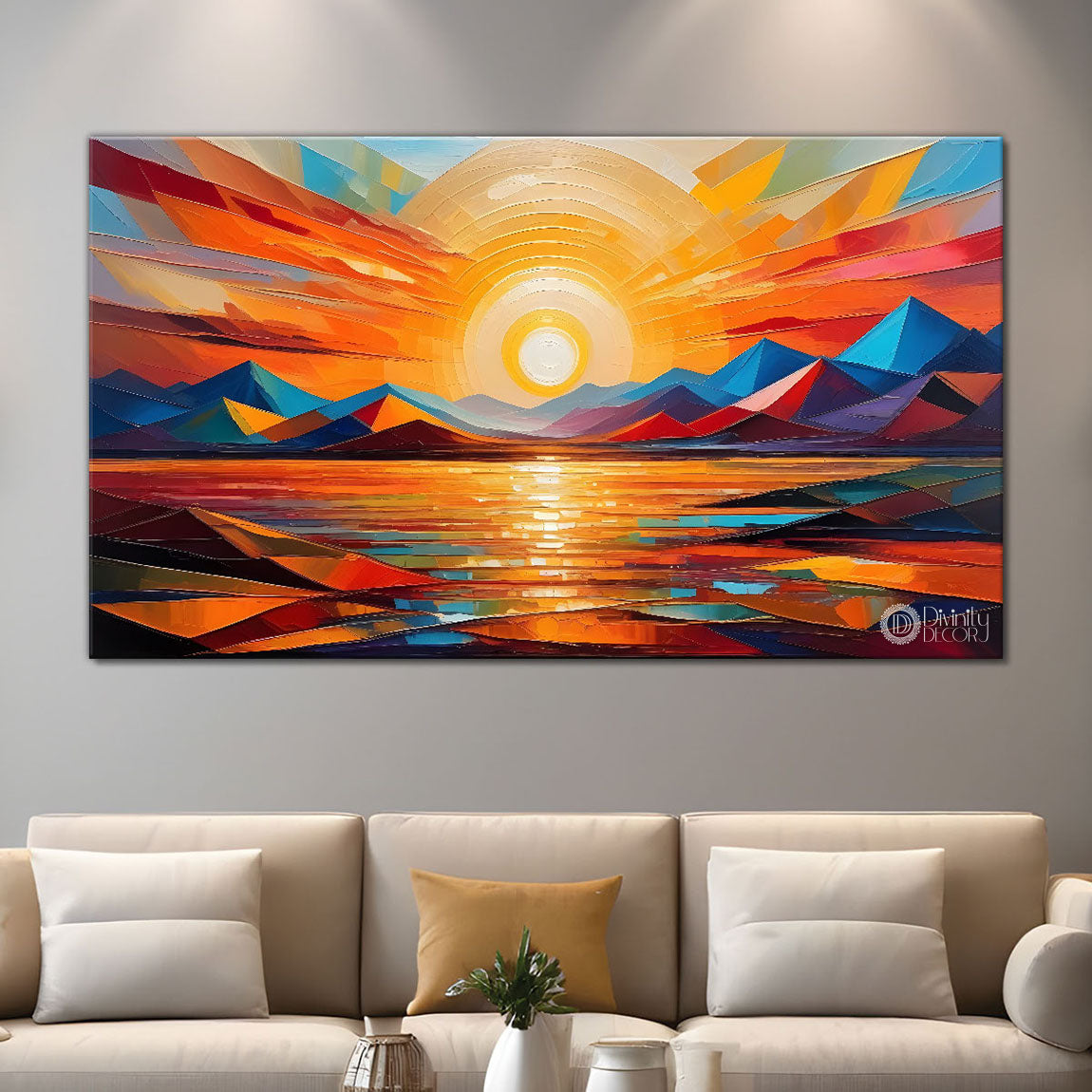 Sunset view textured modern art Canvas Painting - Design - Modern-L-466