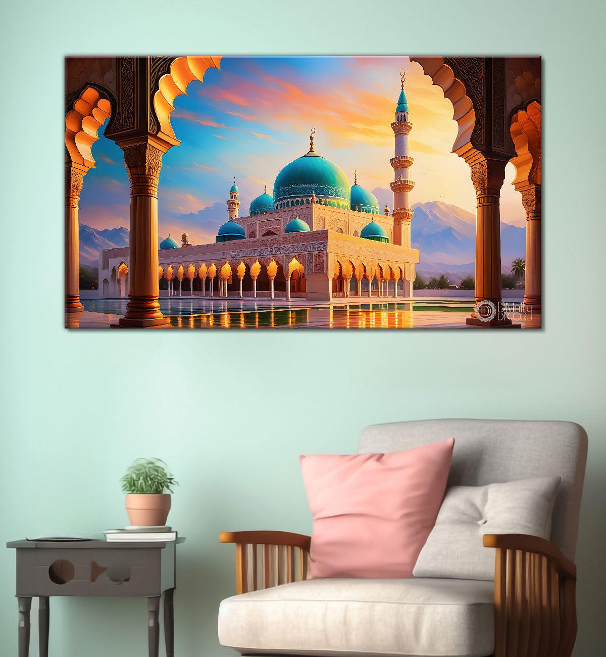 Islamic mosque with sunrise oil painting Canvas Painting - Islamic paintings - 47