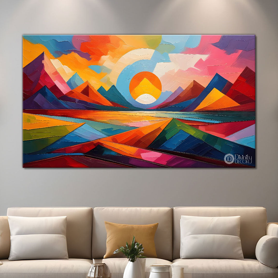 Sunset view textured modern art Canvas Painting - Design - Modern-L-470