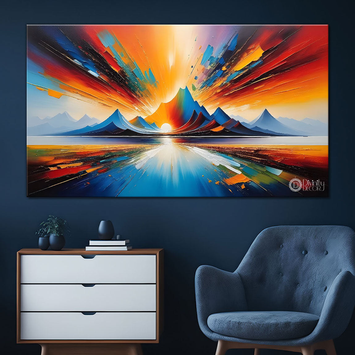 Colorful mountains painting Canvas Painting - Nature Art -470
