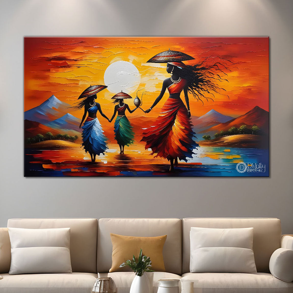 Beautiful women with colorful background modern art Canvas Painting - Design - Modern-L-471