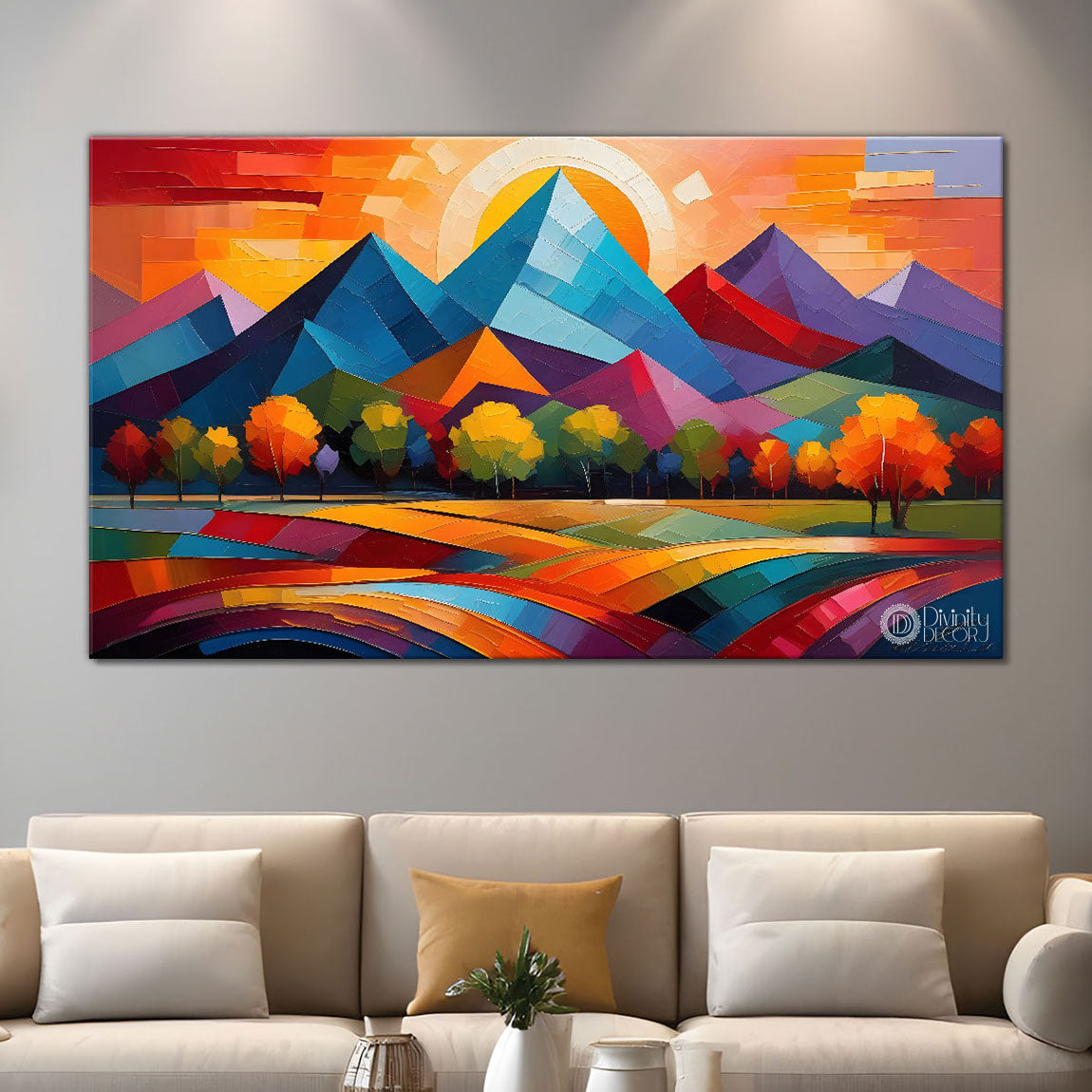 Sunset view textured modern art Canvas Painting - Design - Modern-L-477