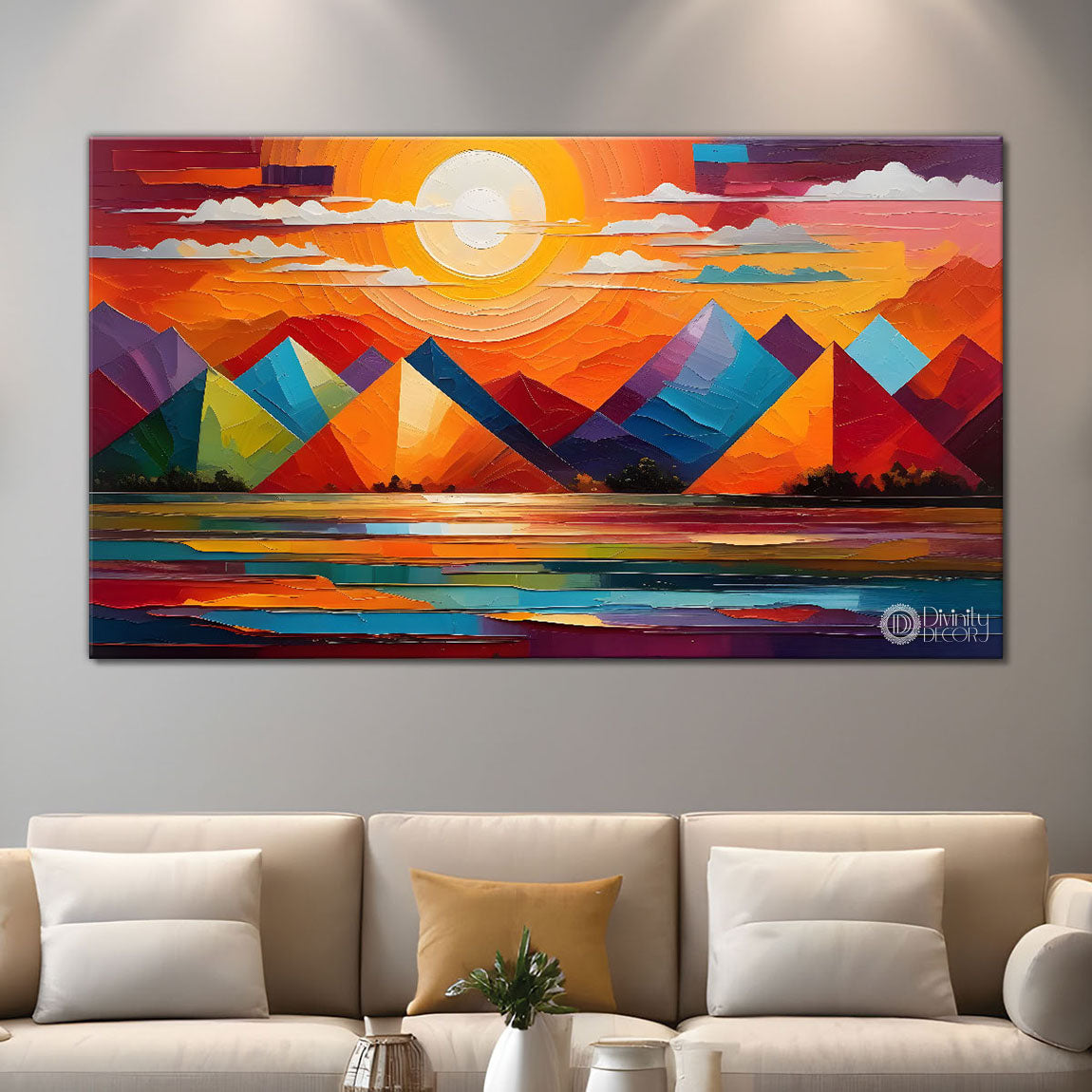Sunset view textured modern art Canvas Painting - Design - Modern-L-480