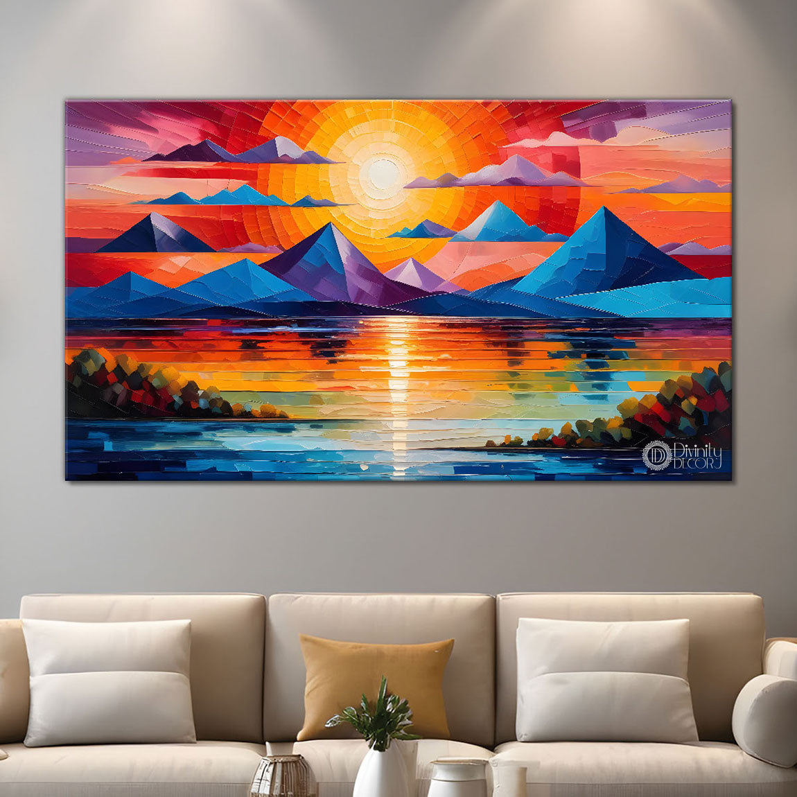 Sunset view textured modern art Canvas Painting - Design - Modern-L-482