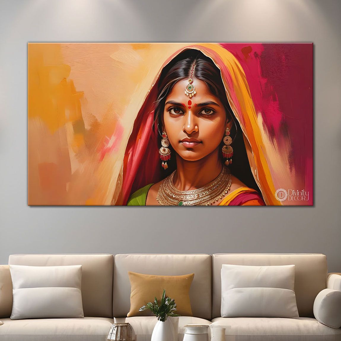 Beauty in brown lady textured modern art Canvas Painting - Design - Modern-L-484