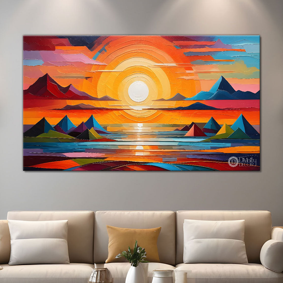 Sunset view textured modern art Canvas Painting - Design - Modern-L-487