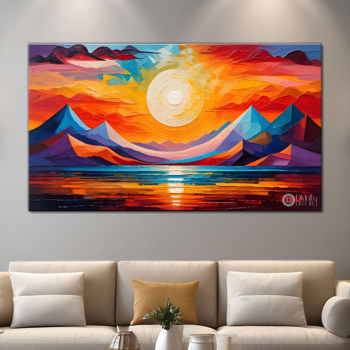 Sunset view textured modern art Canvas Painting - Design - Modern-L-488