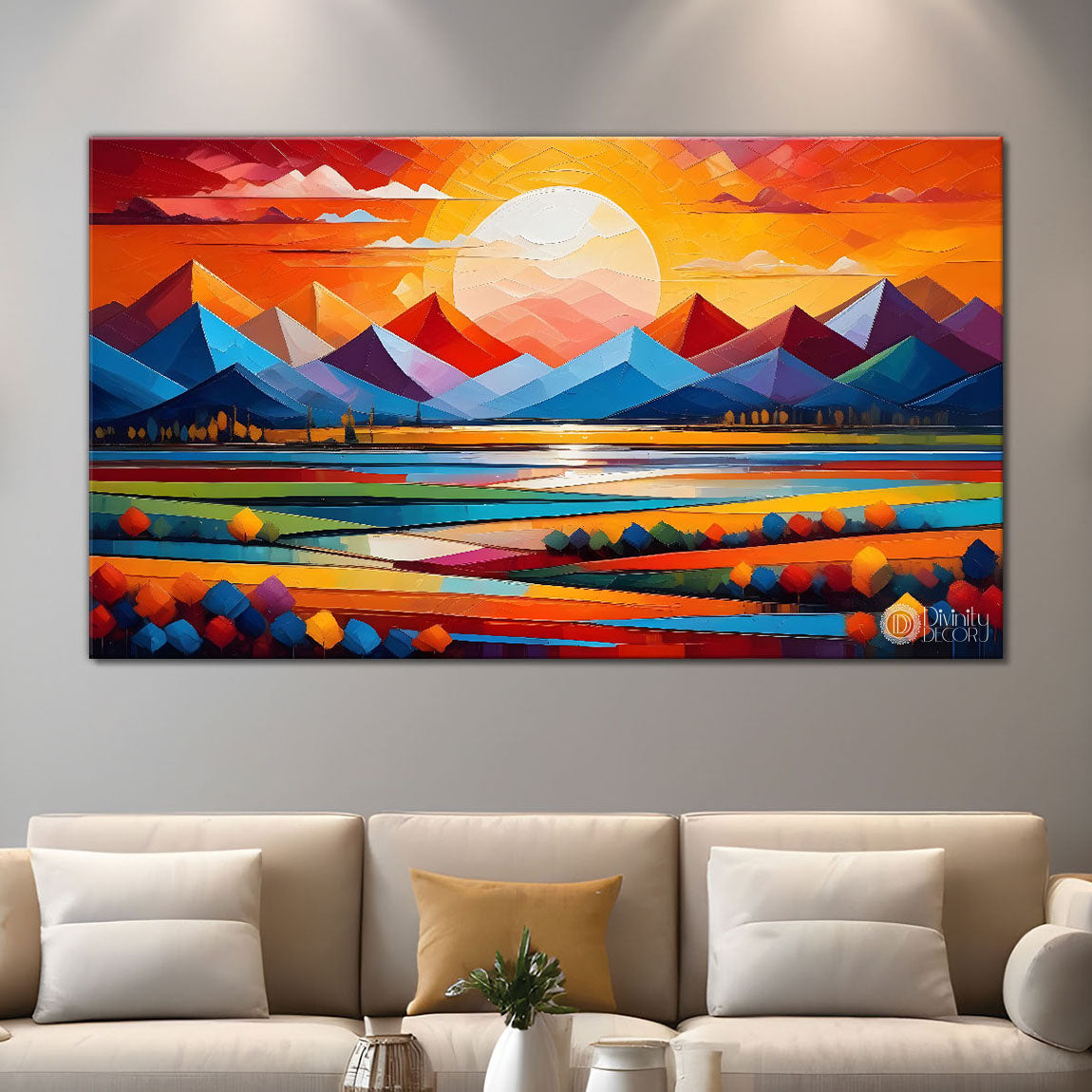 Sunset view textured modern art Canvas Painting - Design - Modern-L-489
