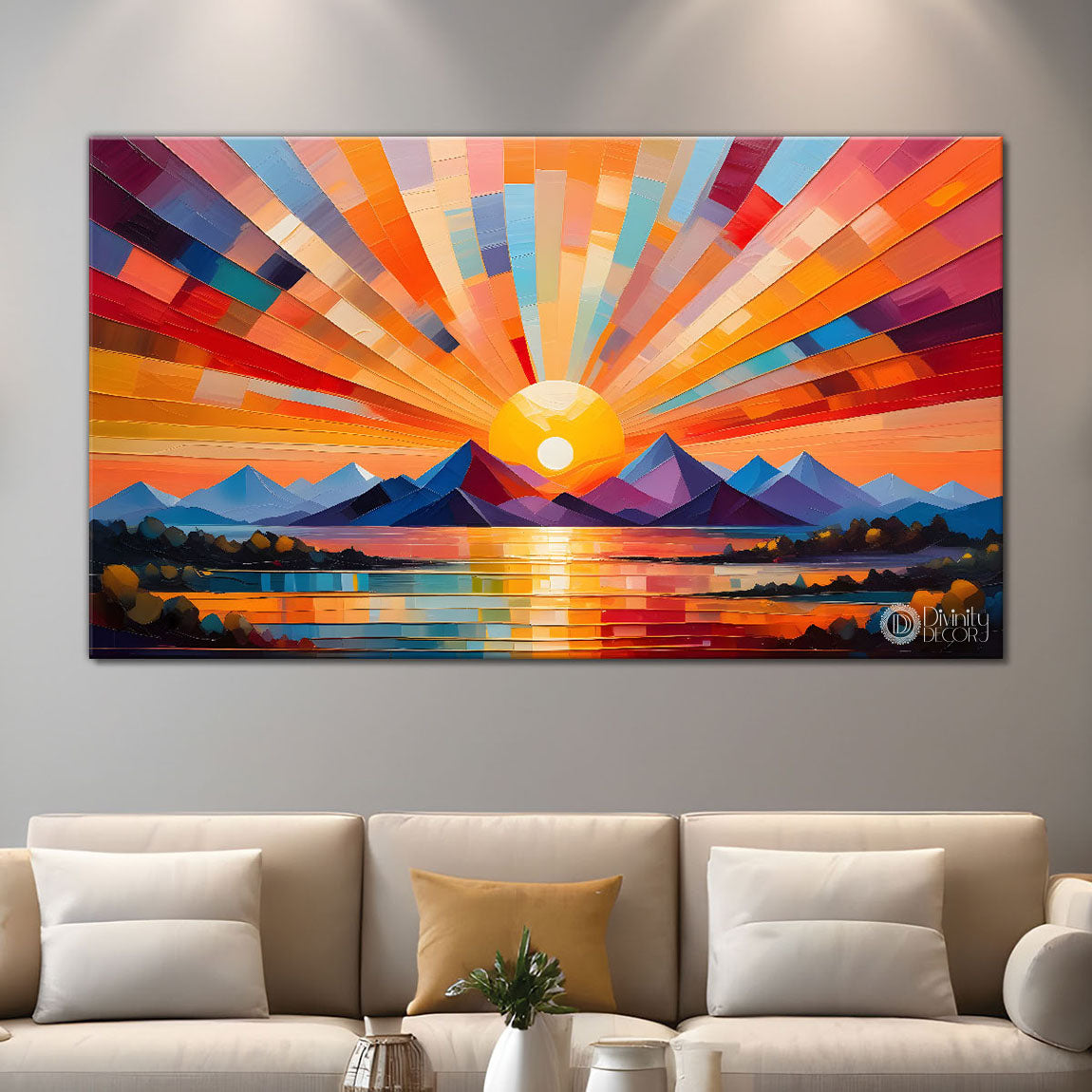 Sunset view textured modern art Canvas Painting - Design - Modern-L-491
