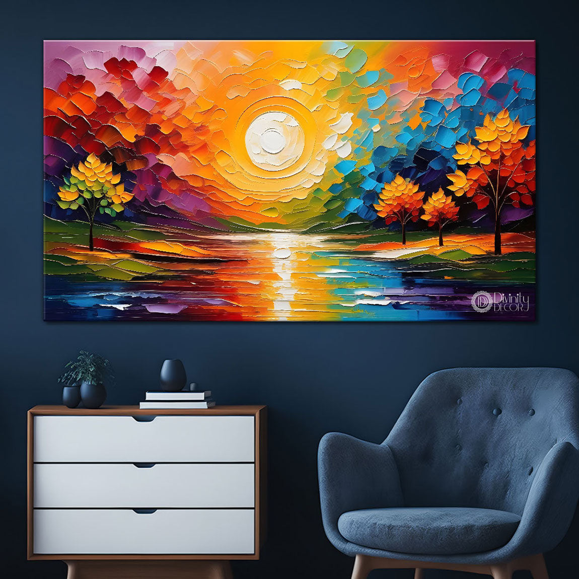Mountains with colorful sky painting Canvas Painting - Nature Art -492