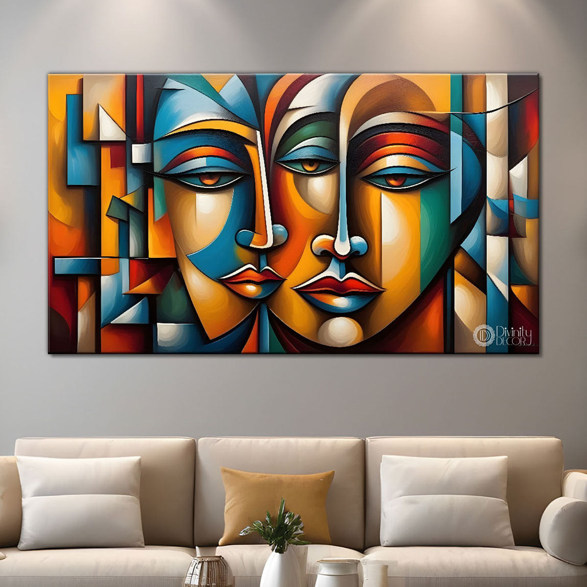 Multiple faces in textured modern art Canvas Painting - Design - Modern-L-493