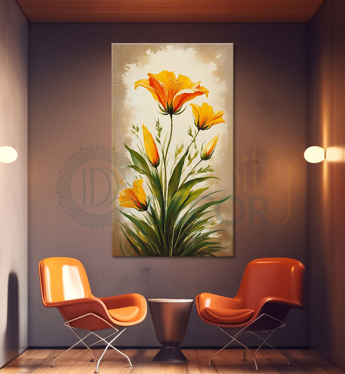 Yellow flowers in light textuerd art  - Flower-V-493