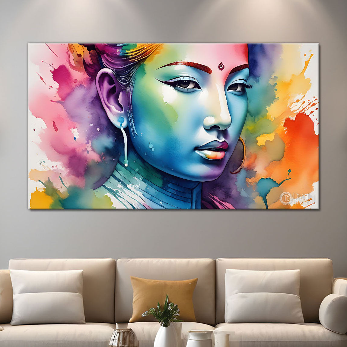 Tribal lady face modern art Canvas Painting - Design - Modern-L-494