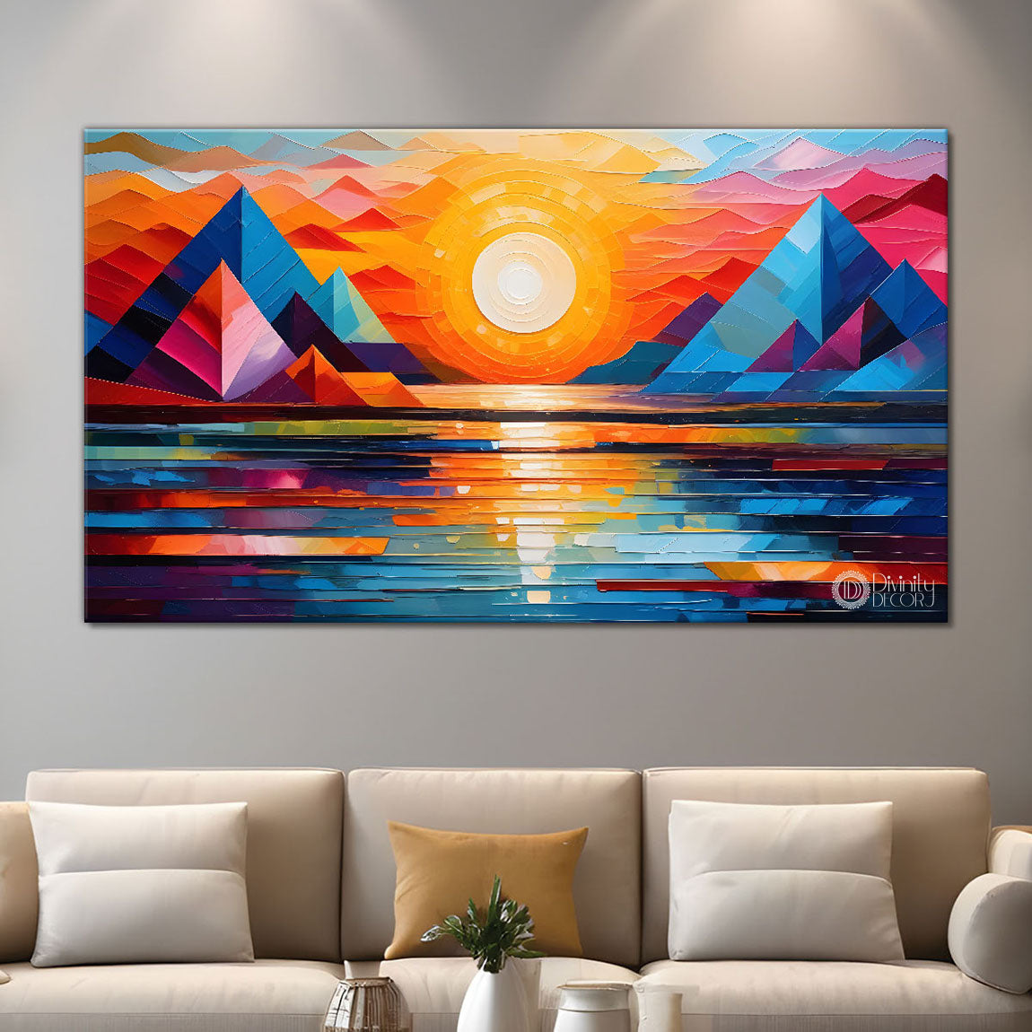 Mountains in texture modern art Canvas Painting - Design - Modern-L-495