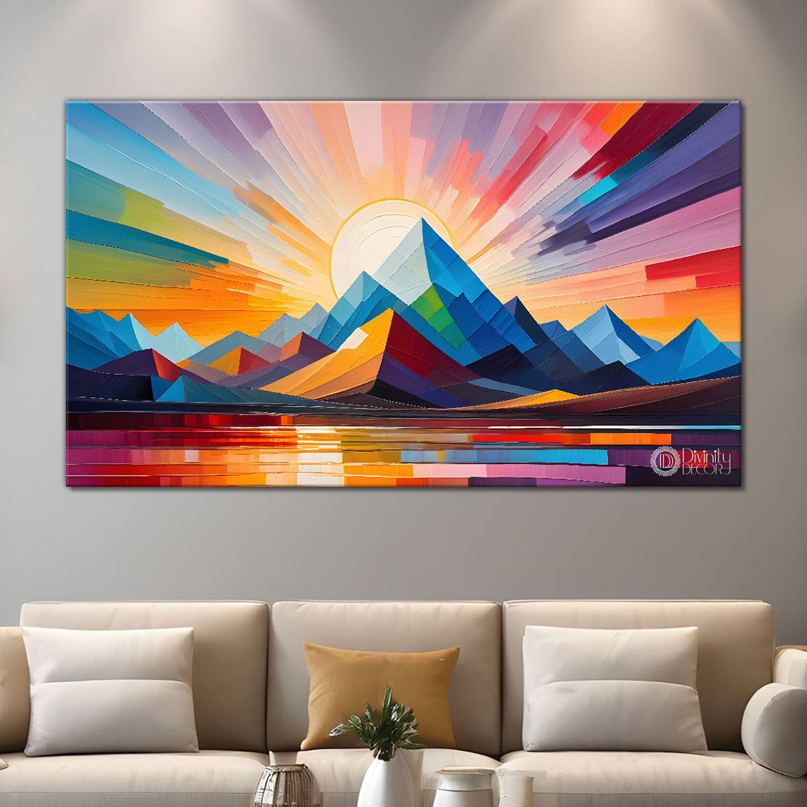 Mountains in texture modern art Canvas Painting - Design - Modern-L-499