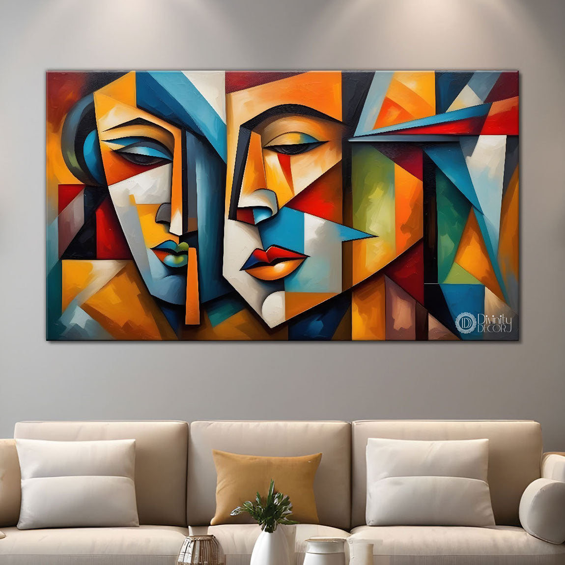 Multiple faces in textured modern art Canvas Painting - Design - Modern-L-500