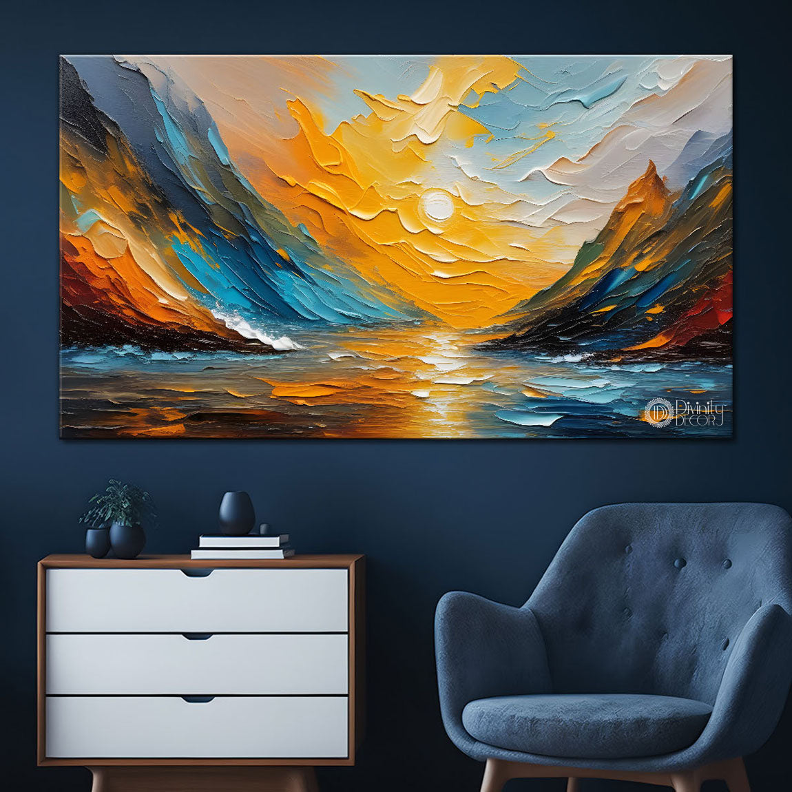Colorful mountains painting Canvas Painting - Nature Art -500