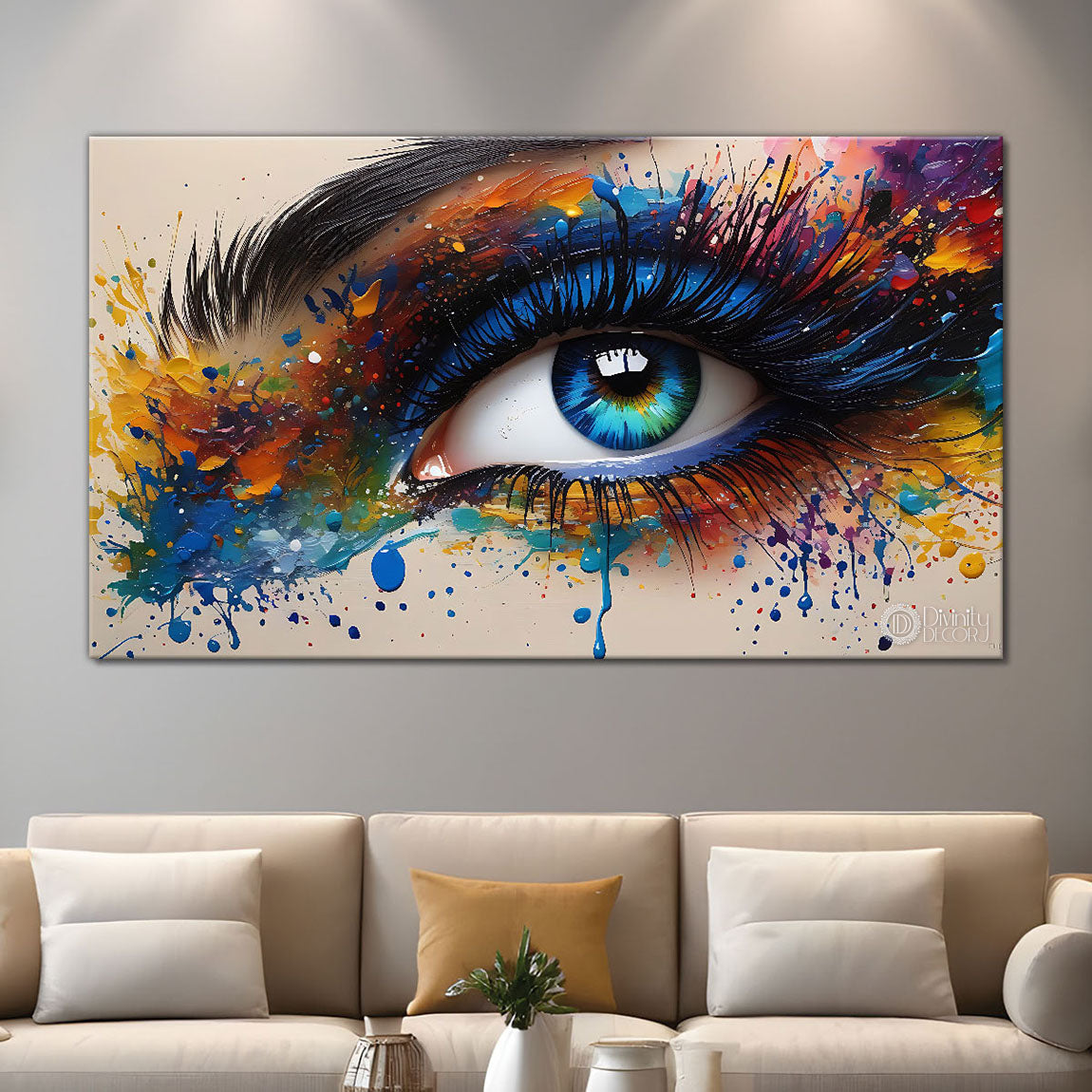 Blue eye in textured modern art Canvas Painting - Design - Modern-L-504