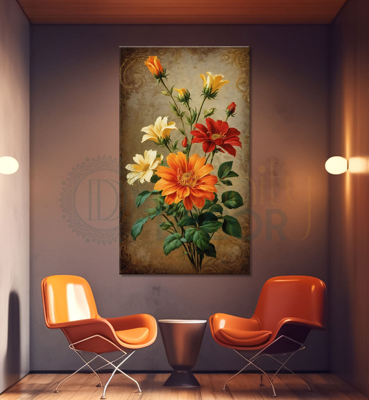 Colourful flowers in light brown background - Flower-V-505