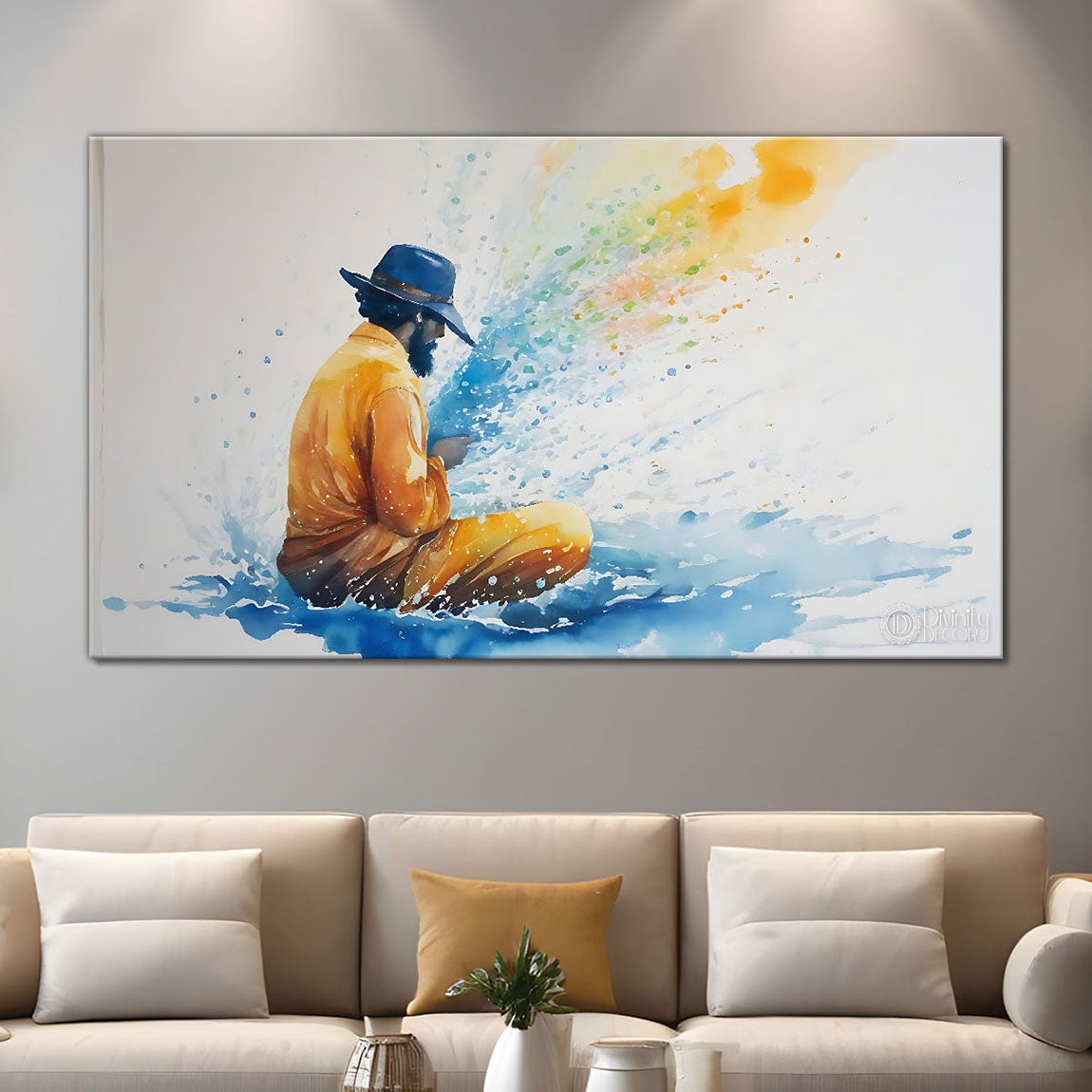 A man with the hat textured modern art Canvas Painting - Design - Modern-L-506