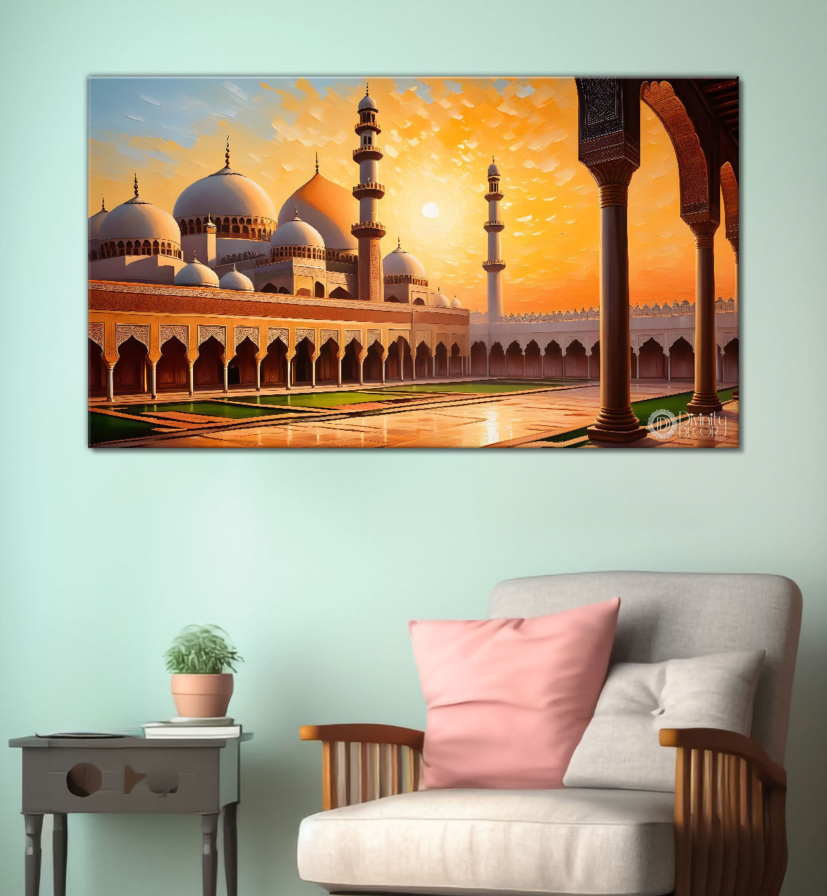 Islamic mosque with sunrise oil painting Canvas Painting - Islamic paintings - 51