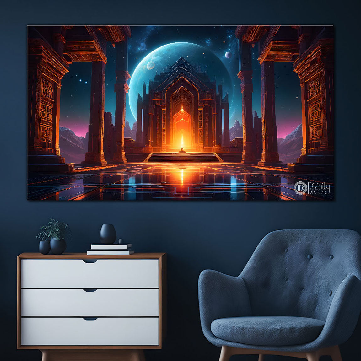 Castle in the night textured painting Canvas Painting - Nature Art -510